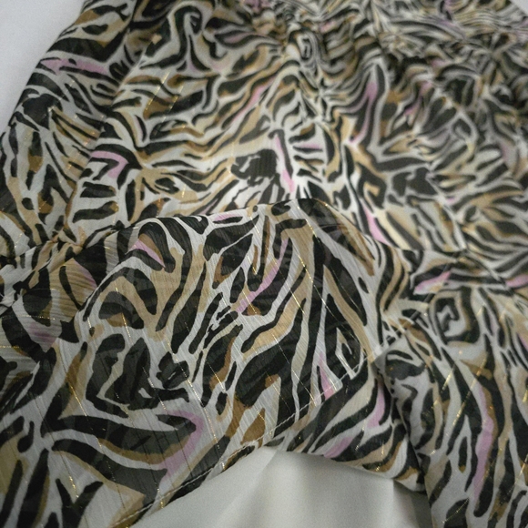 New Lilly Pulitzer Pink Tiger Print Gold Metallic Striped Sheer Maxi Dress Sz 2 - Picture 6 of 13